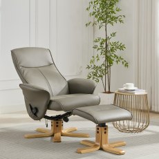 Alexia Heat Massage Chair & Stool in Plush Grey