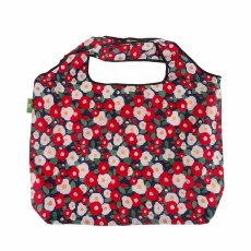 Eco Chic Red Floral Large Reusable Foldable Shopper Bag