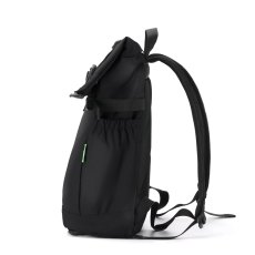 Eco Chic Black Recycled Canvas Roll Top Backpack