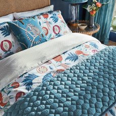 Sanderson Jackfruit Quilted Throw Indigo & Papaya