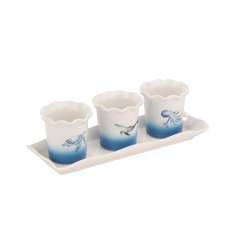 The Coast Set of 3 Herb Pots with Tray