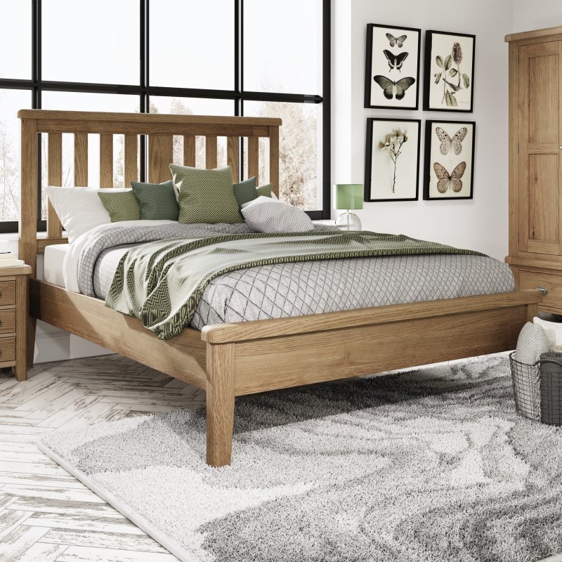 Aldiss Own Heritage Oak Upholstered Bed Frame