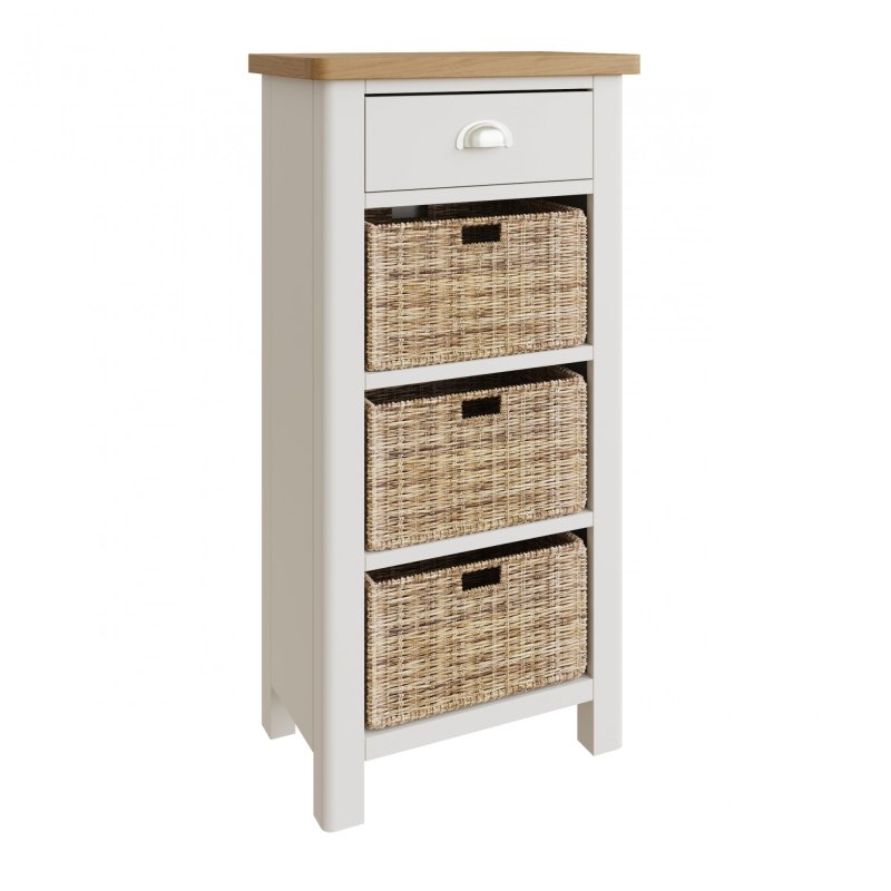 Hastings 1 Drawer 3 Basket Unit in Stone