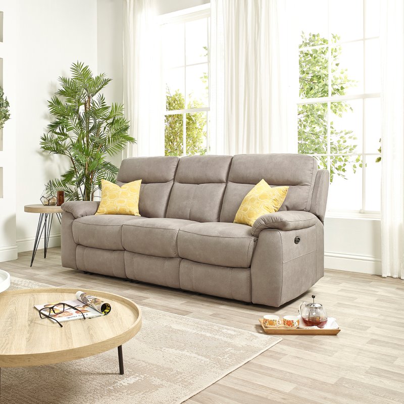 Grey suede recliner online sofa