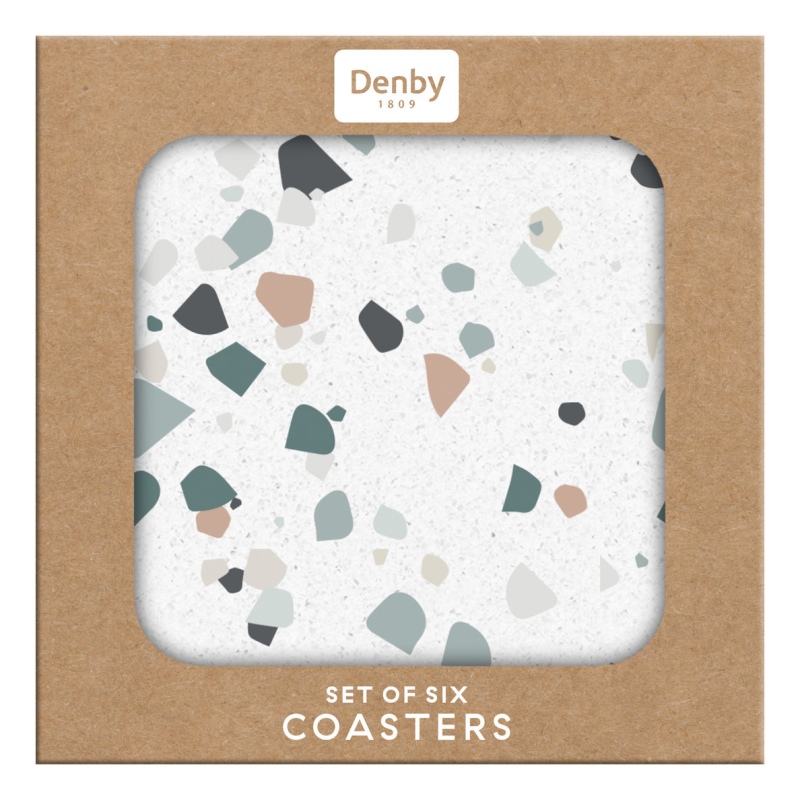 Denby Elements Set of 6 Terrazzo Neutral Coasters