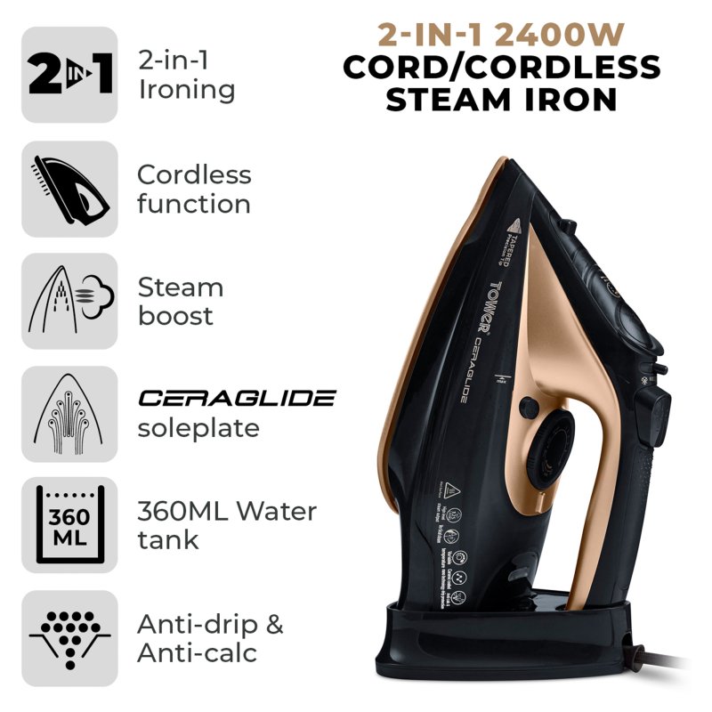 Tower ceraglide deals cordless iron