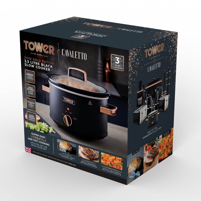 Tower 3.5 Ltr Slow Cooker - Black - E B Marsh & Son Ltd