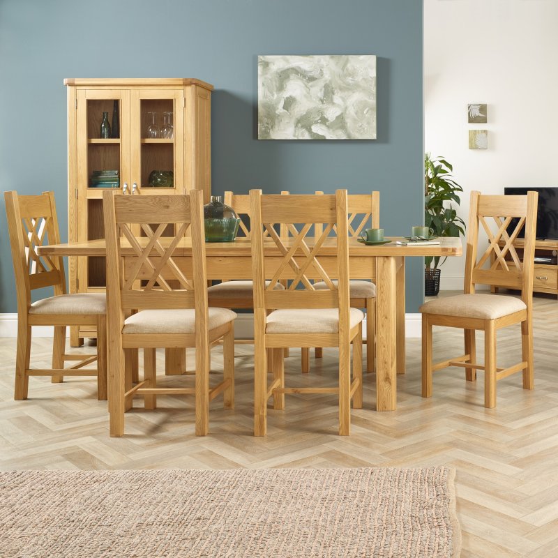 Papaya Gloucester Oak 1.4m Extending table & 6 Chairs