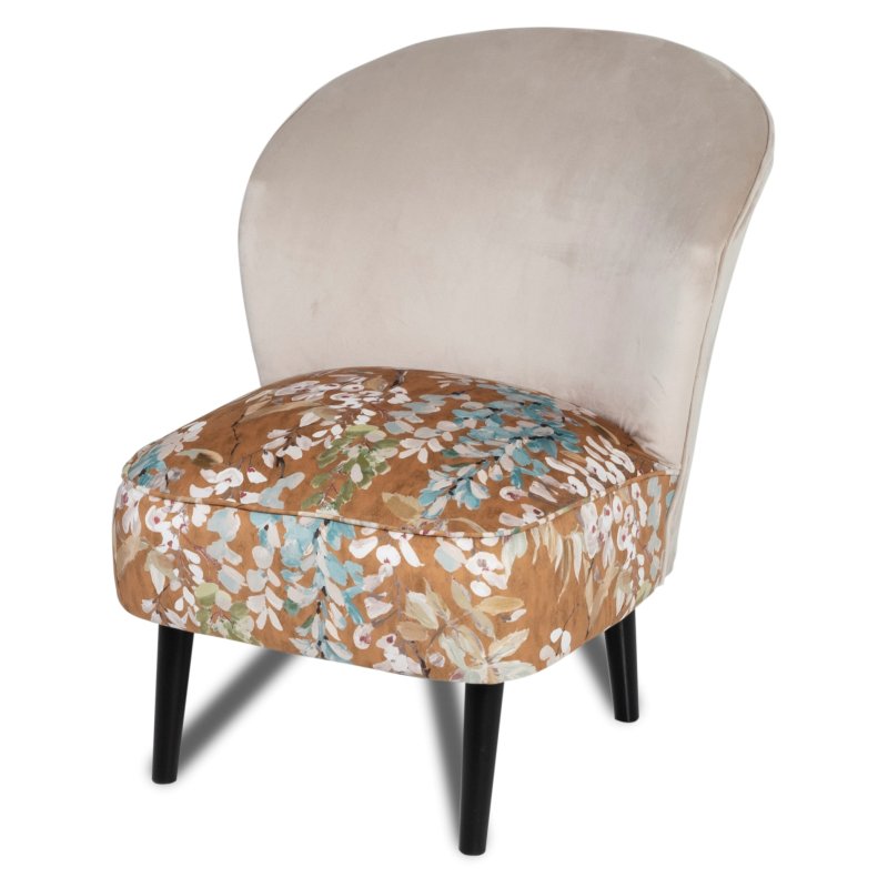 Evie Accent Chair Ochre Botanical Fabric