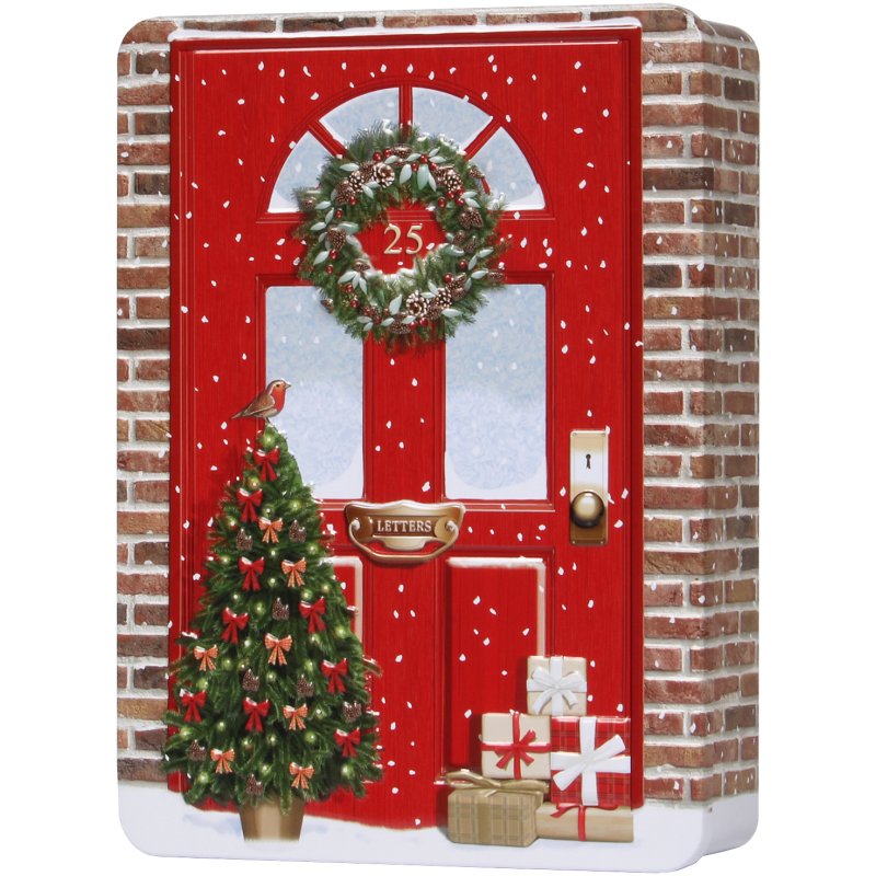 Bramble Embossed Xmas Door Tin Shortcake