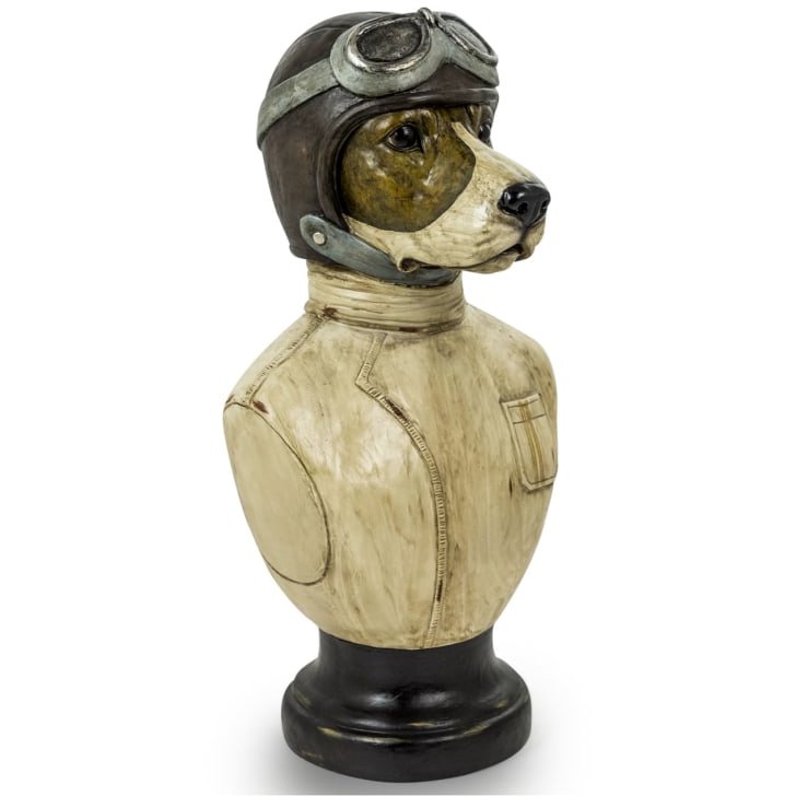 Racing Driver Dog Bust image of the bust on a white background