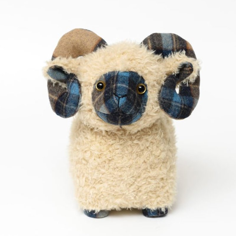 Dora Designs Plaid Mackenzie Sheep Doorstop image of the doorstop on a white background