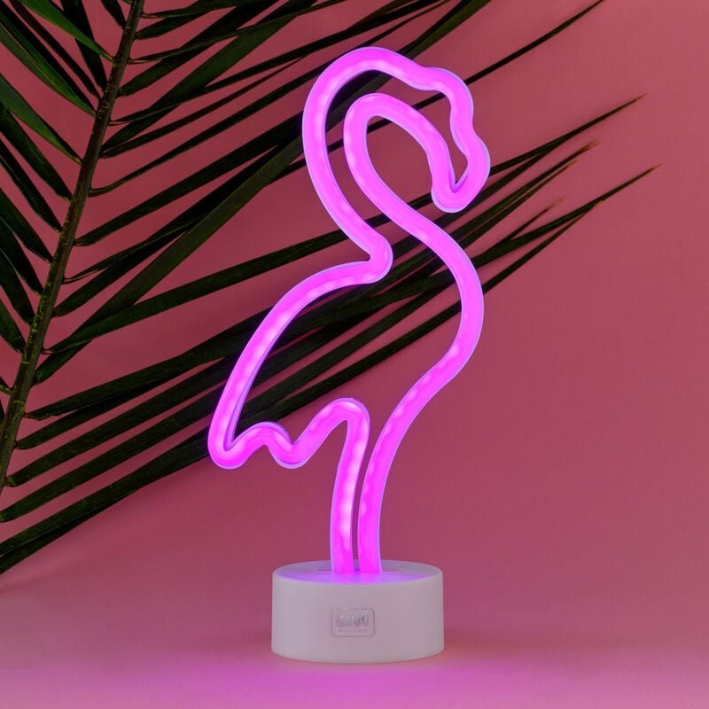 Legami Neon Effect Flamingo LED Lamp lifestyle image of the lamp