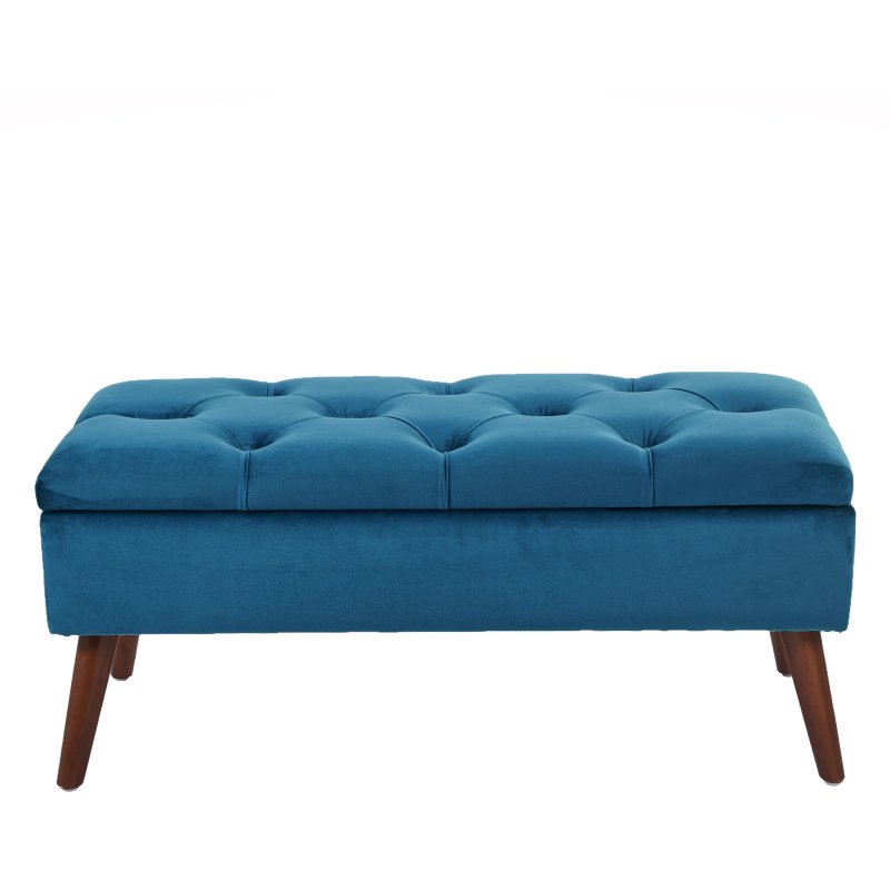 Blue velvet deals bench with storage