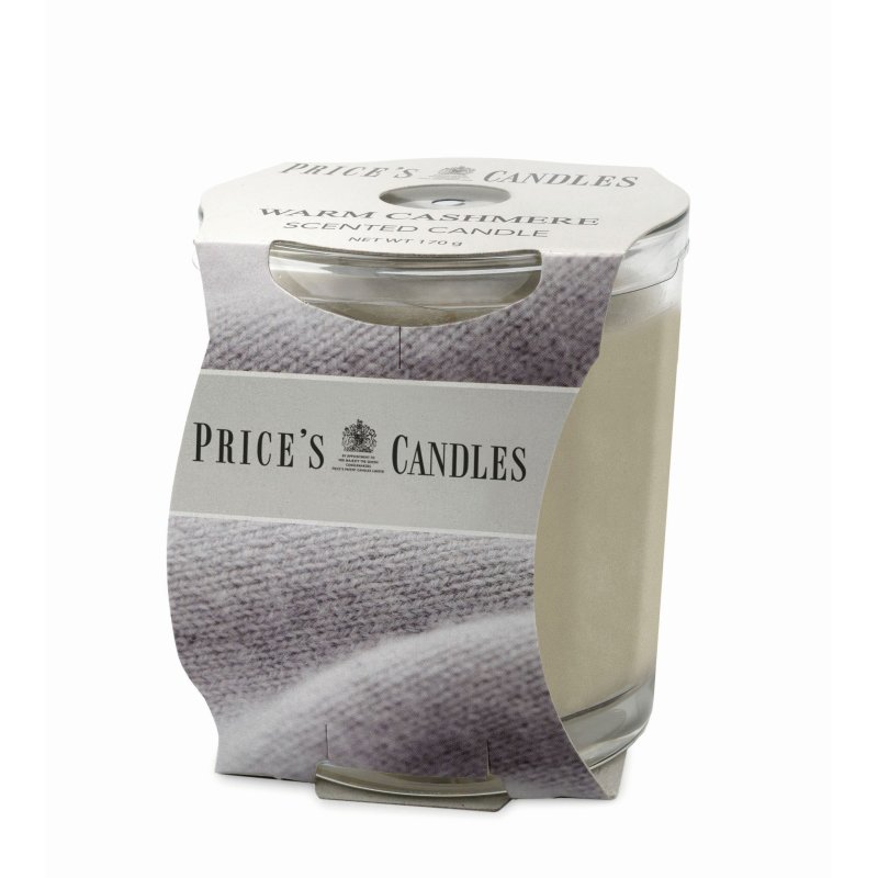 Price's Candles Warm Cashmere Cluster Jar Candle image of the candle in packaging on a white background