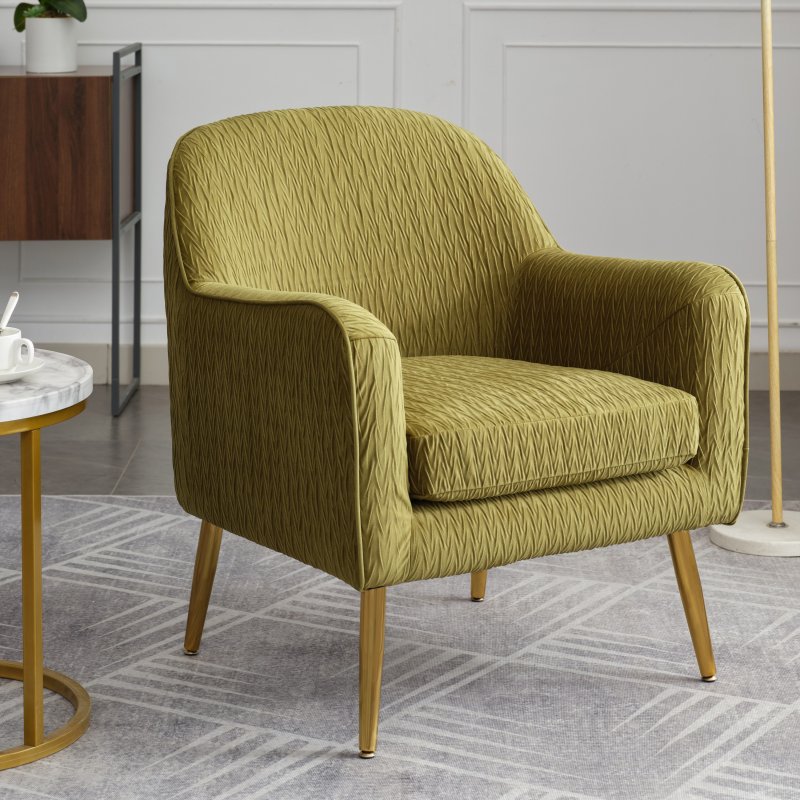 Ruby Oregano Accent Chair angled lifestyle image of the chair