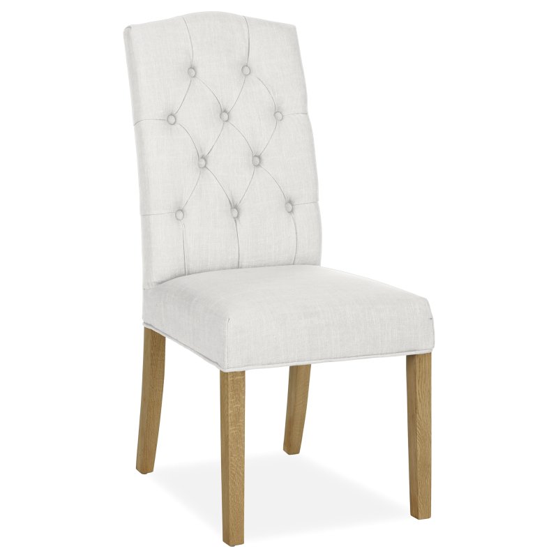 Burlington Upholstered Button Back Chair In Natural image of the chair on a white background