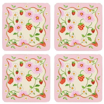 Cath Kidston Strawberry 4 Pack Of Square Coasters