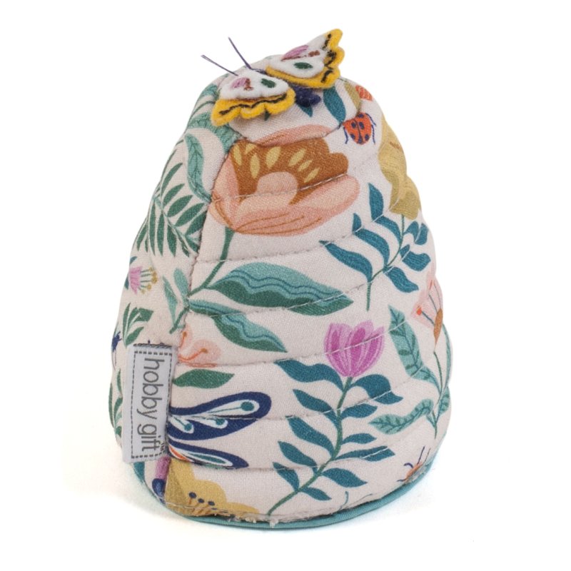 Hobby Gift Beehive shaped Flutterby butterfly floral print Pin Cushion