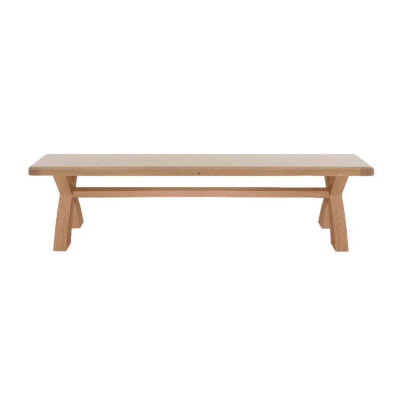 Heritage Editions Oak 1.8m Bench And Grey Check Cushion image of the bench on a white background