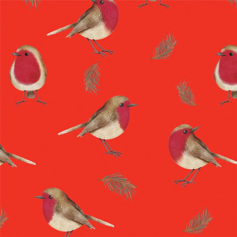 Glick red Robins Pack Of 20 Paper Napkins