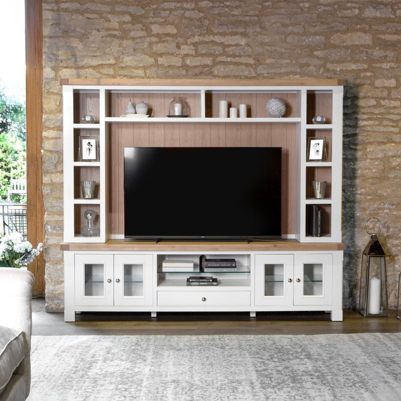 Holkham Oak Extra Large TV Unit & Top lifestyle image of the unit and top