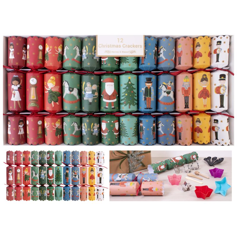 Harvey & Mason Santa And Nutcracker Box Of 12 Crackers