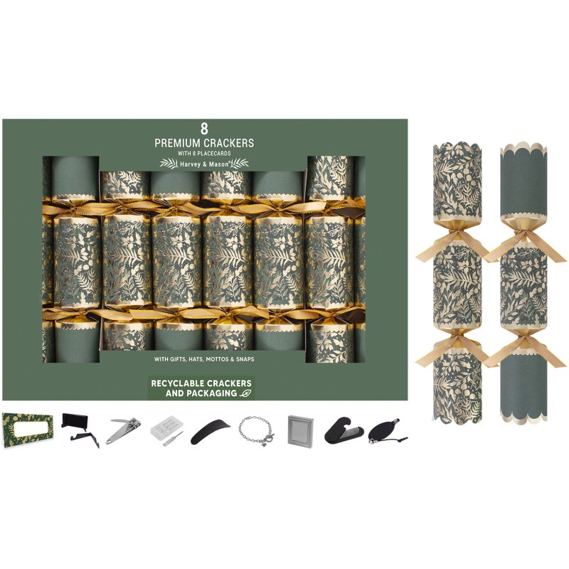 Harvey & Mason Premium Green Forest Box Of 8 Crackers