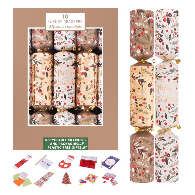 Harvey & Mason Christmas Berry Box Of 10 Crackers