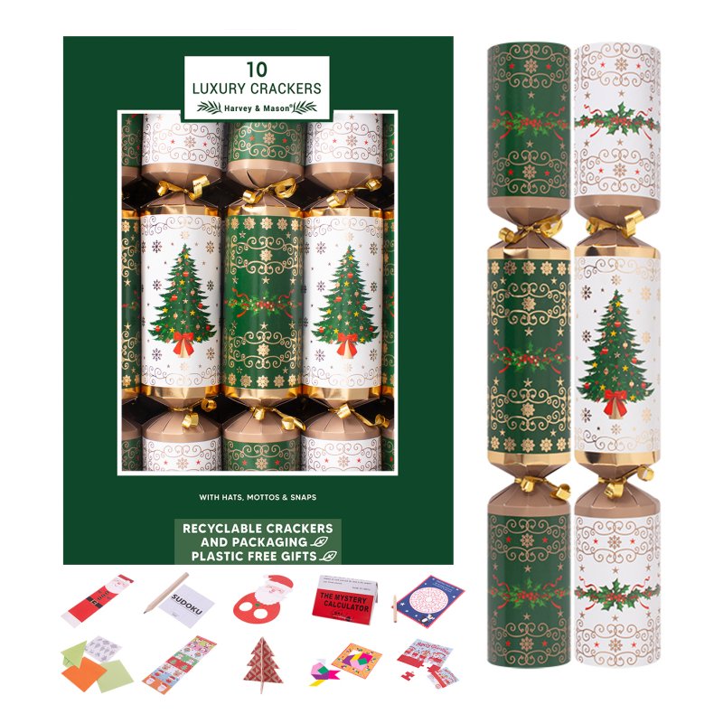 Tree And Wreath Box Of 10 Crackers