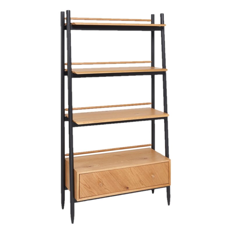 Ercol Monza Shelving Unit angled image of the unit on a white background