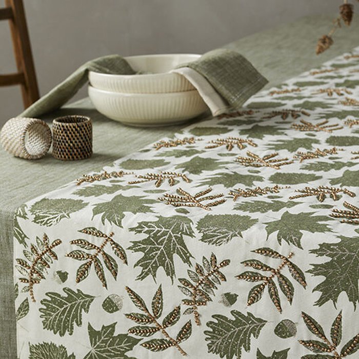 Walton & Co Chambray Leaf Table Runner