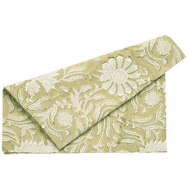 Walton & Co Elise Set Of 2 Olive Hand Block Print Napkins