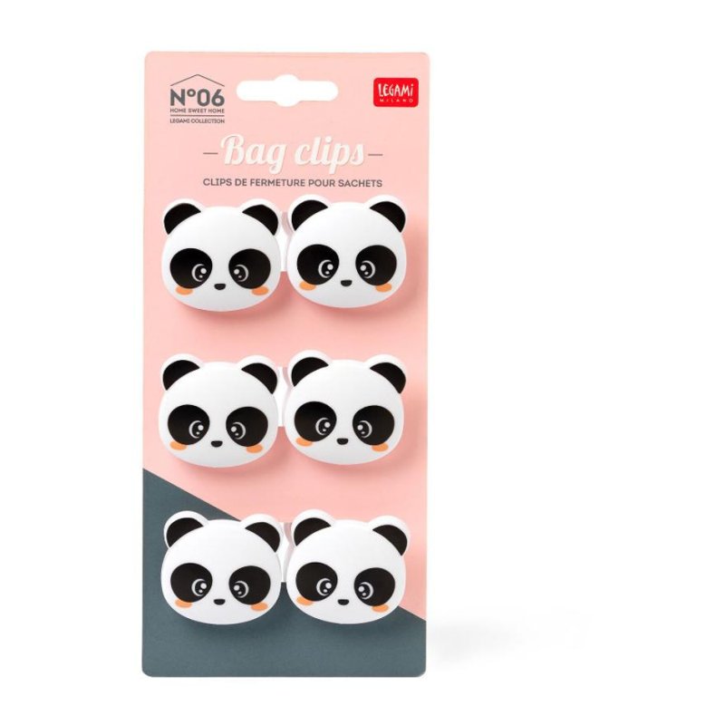 Legami Panda Bag Clips Set Of 6