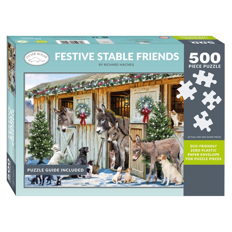 add bookmark Otter House Festive Stable Friends 500 piece Puzzle