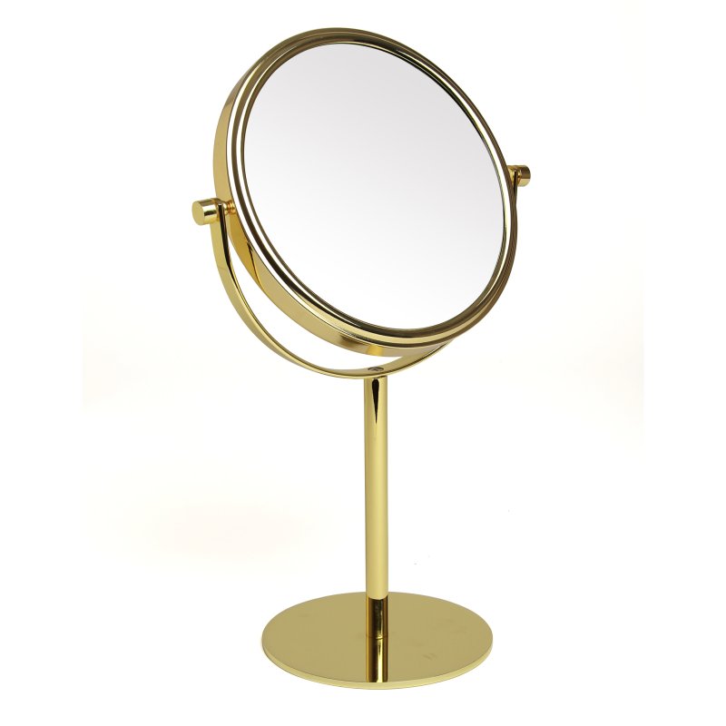 Gold Tall Round 7x Magnifying Mirror