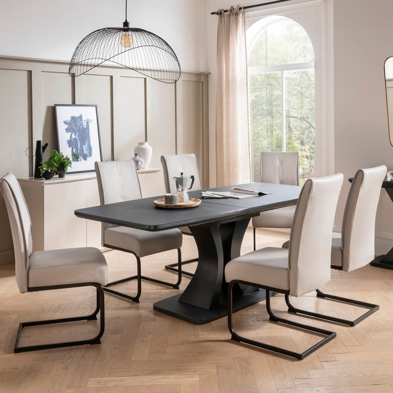 Daiva Charcoal 1.6m Extending Dining Table lifestyle image of the table