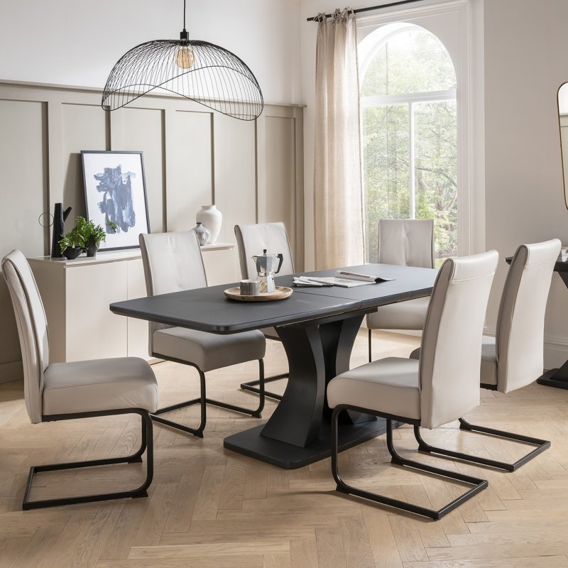 Daiva 1.6m Extendable Table With 6 Dining Chairs lifestyle image of the dining set