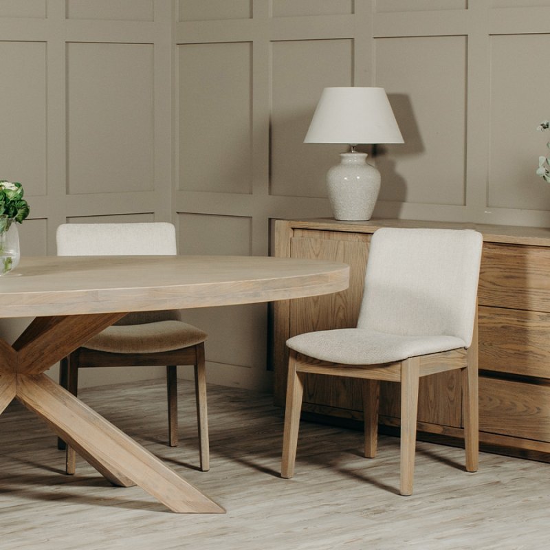 Falun Natural Dining Chair Pair lifestyle image of the chair