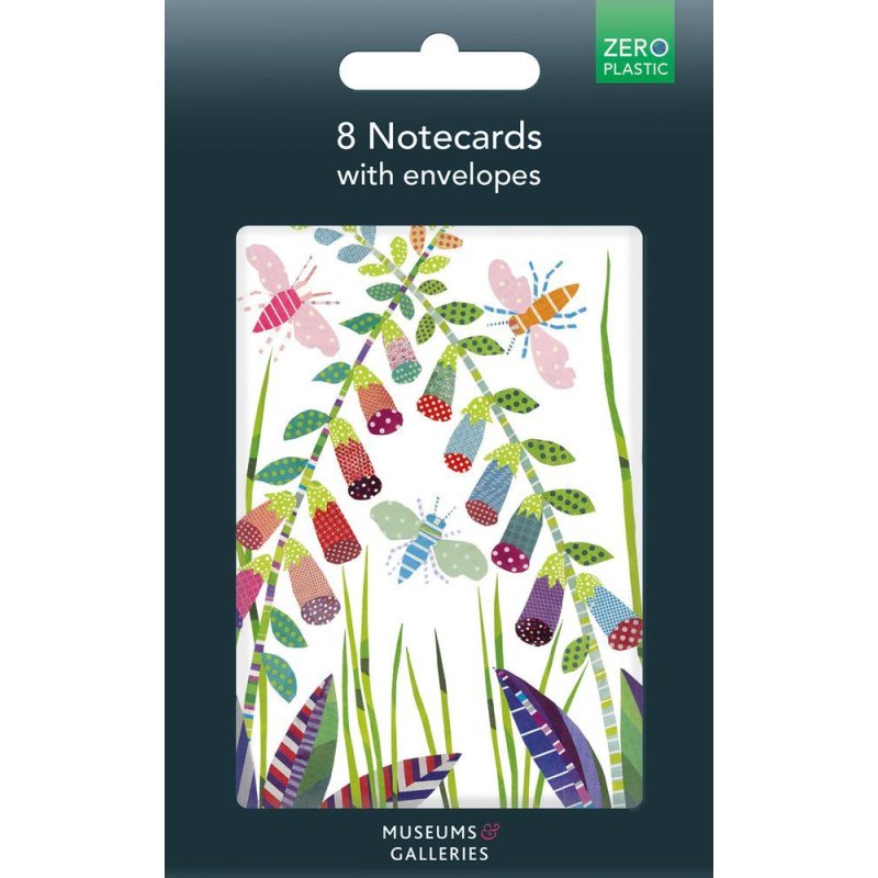 Foxgloves Pack Of 8 Blank Notecards in packaging