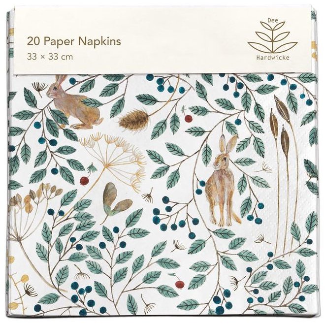 Hares And Berries 20 Pack Of Paper Napkins