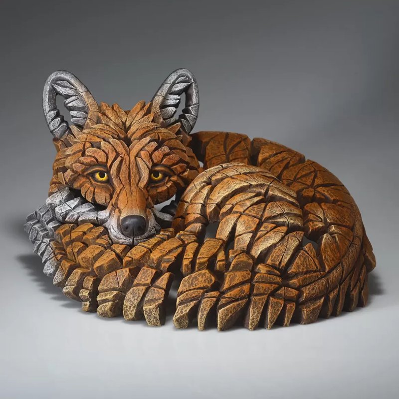 Edge Sculptures Curled Up Red Fox angle 1 front