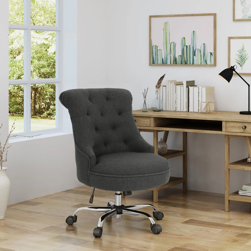 Olivia Swivel Office Chair In Dark Grey