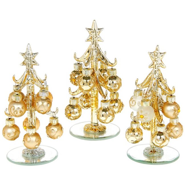 Small Deco Glass Tree With Gold Baubles