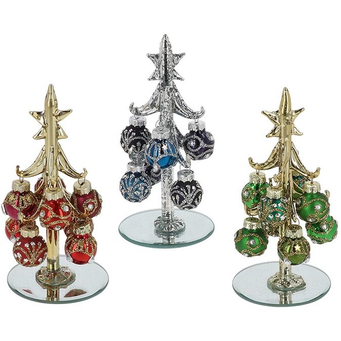 Small Deco Glass Tree With Classic Christmas Baubles