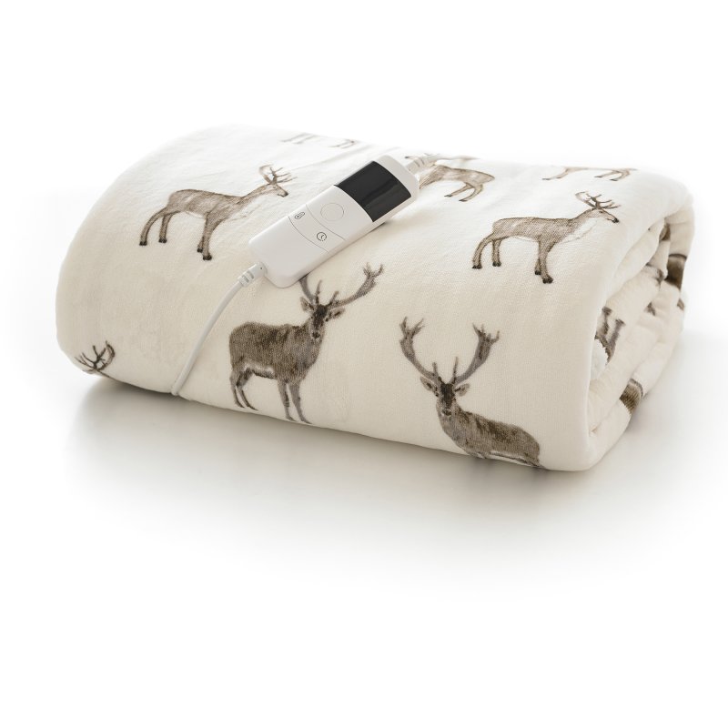 Deyongs Sterling Stag Heated Throw White