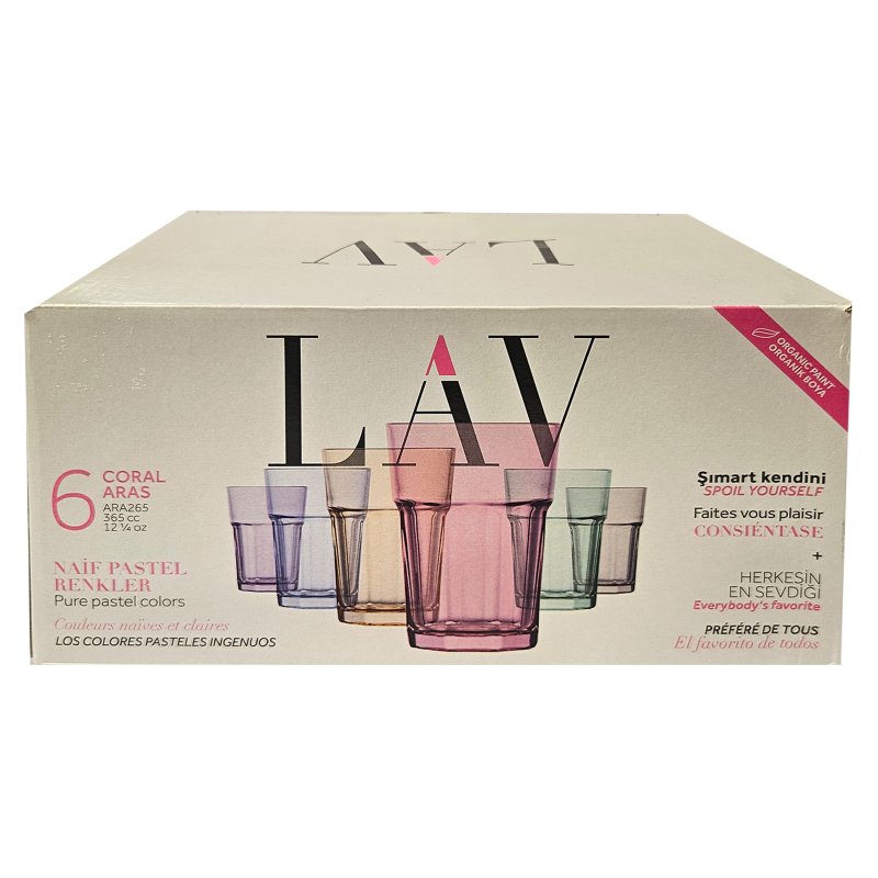 LAV Pastel Set Of 6 Drinking Glasses