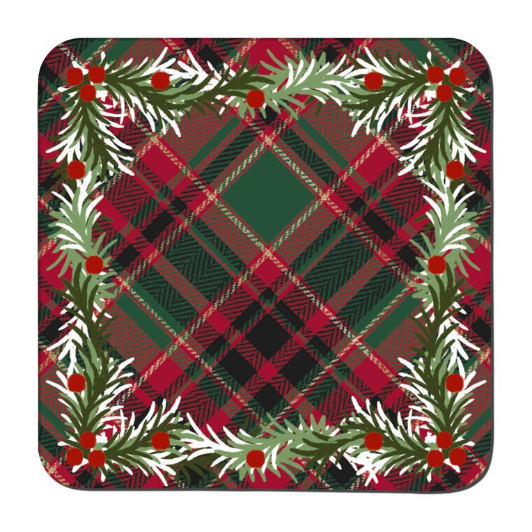 Denby Noel Tartan Set Of 6 Coasters