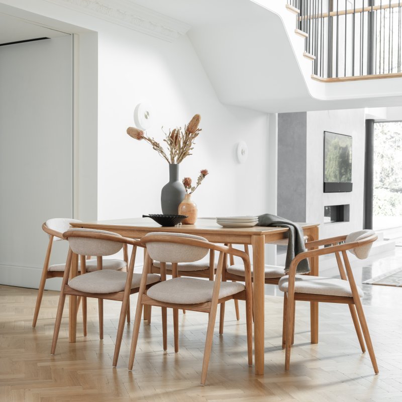 G Plan Winchester Rectangular Extending Dining Table And 6 Isabelle Chairs lifestyle image of the set