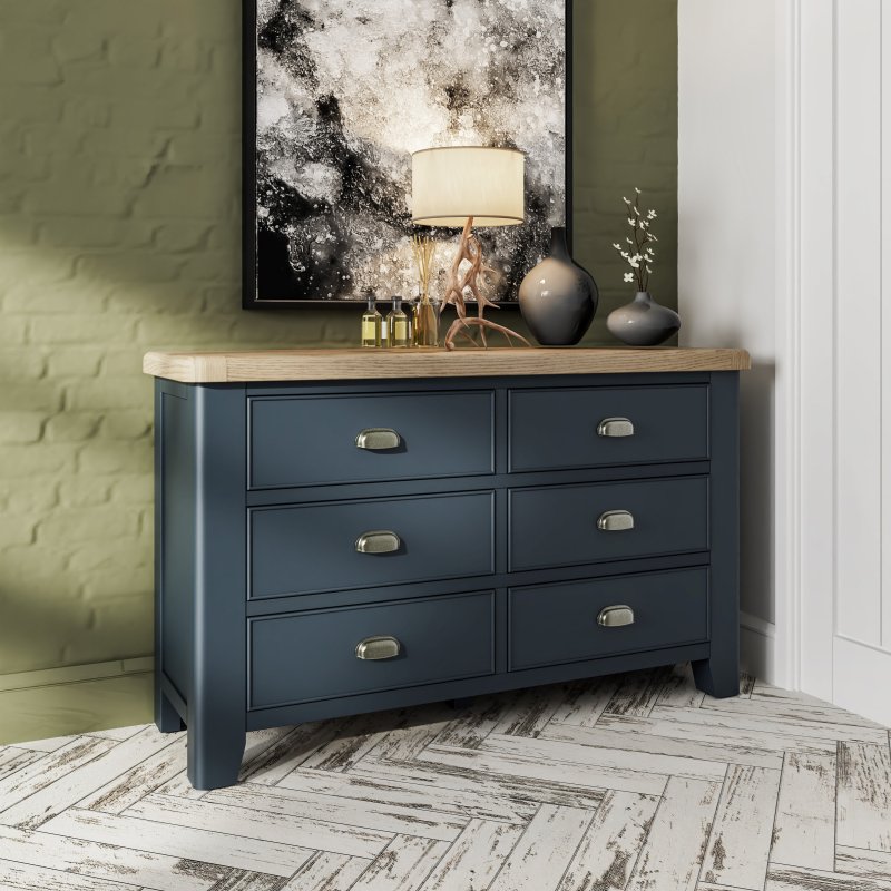 Heritage Editions Blue 6 Drawer Chest lifestyle image of the chest